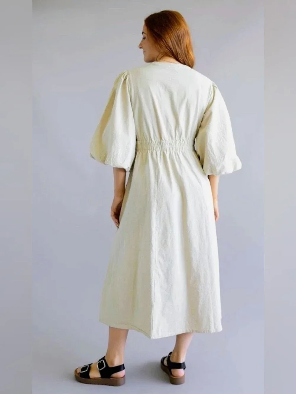 NWT Simply Southern Puff Sleeve XXL Dress w/Embroidered Palm Trees - Picture 3 of 11